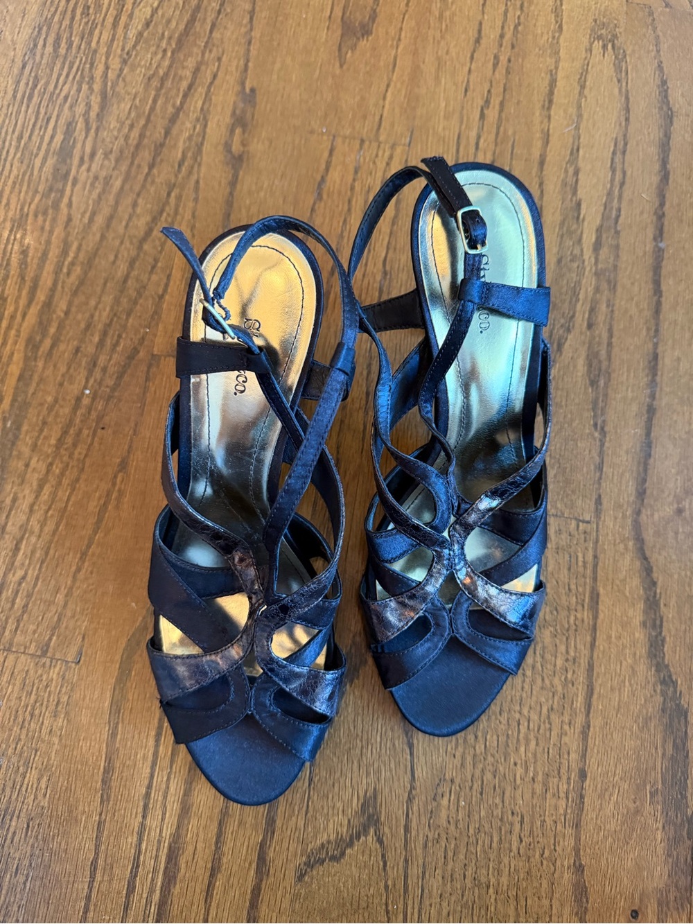 Style & Co. Black & Bronze Strappy Heels Size 7.5